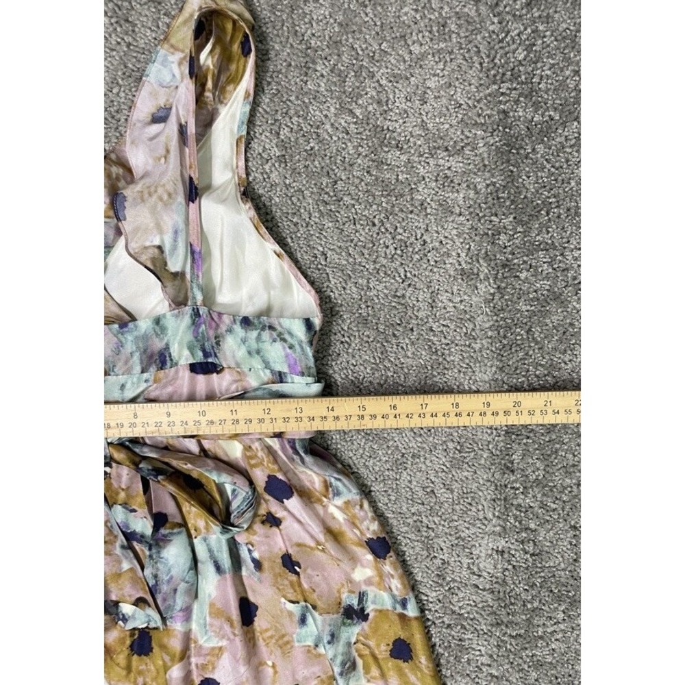 Theory Pastel Watercolor Garden Party Floral Silk‎ Slip Dress Size 2 - Picture 6 of 8